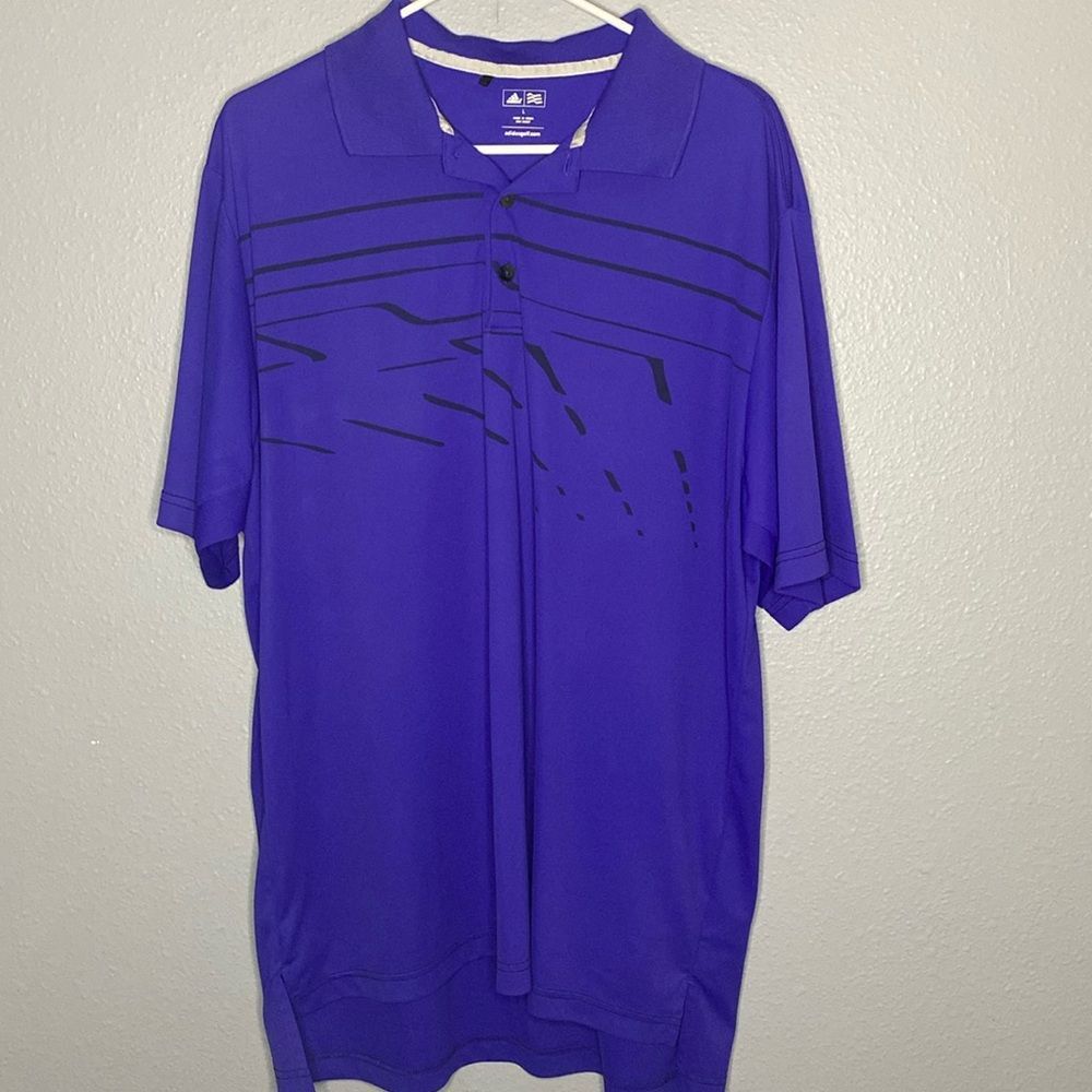 Adidas Golf Purple Black Button Up Polo Size Large